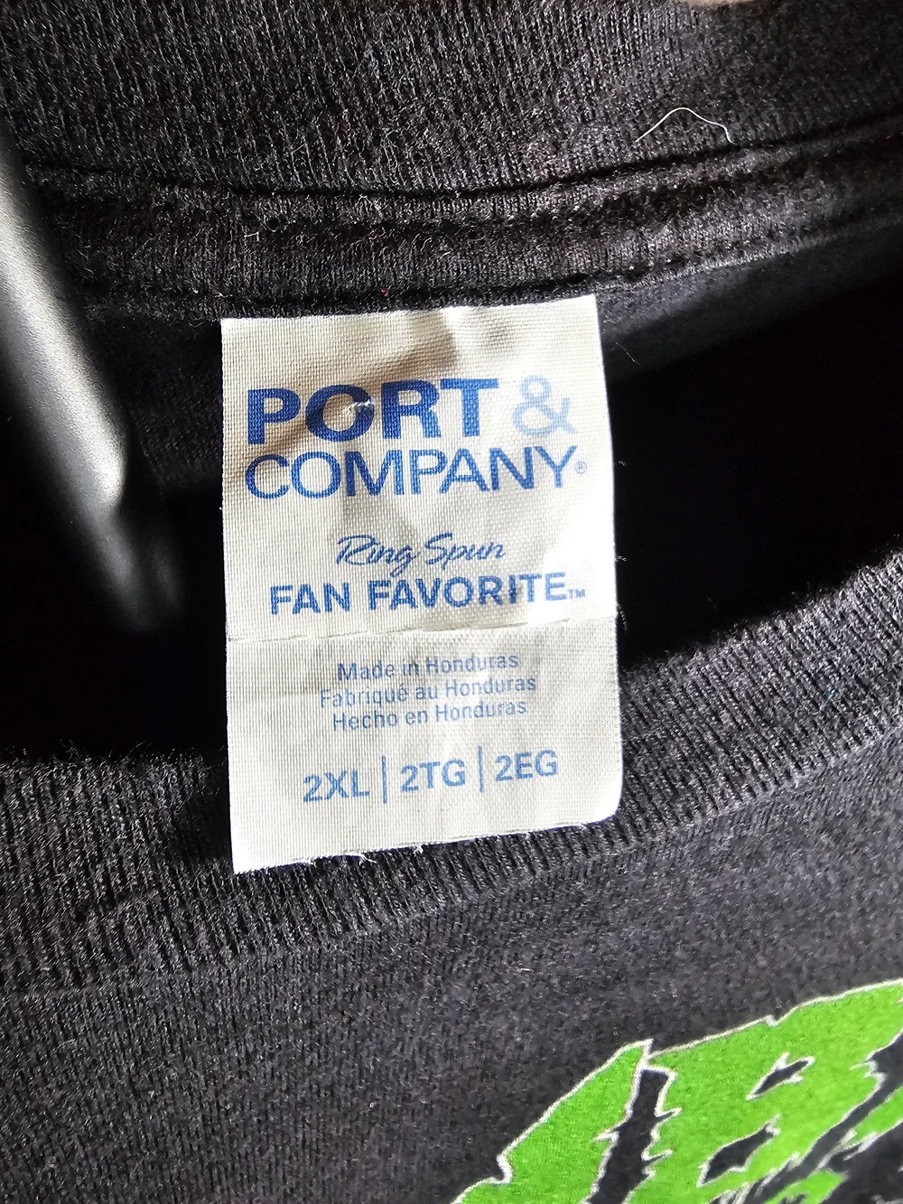 Port and Company Black T-Shirt with Neon Green Zombie Monster Graphic